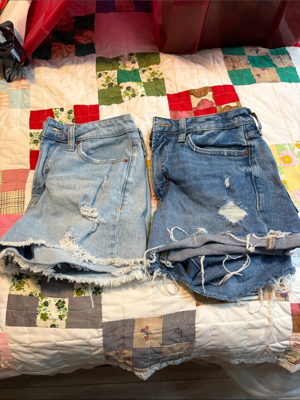 Old Navy Distressed Jean Shorts - Light Blue & Medium Blue